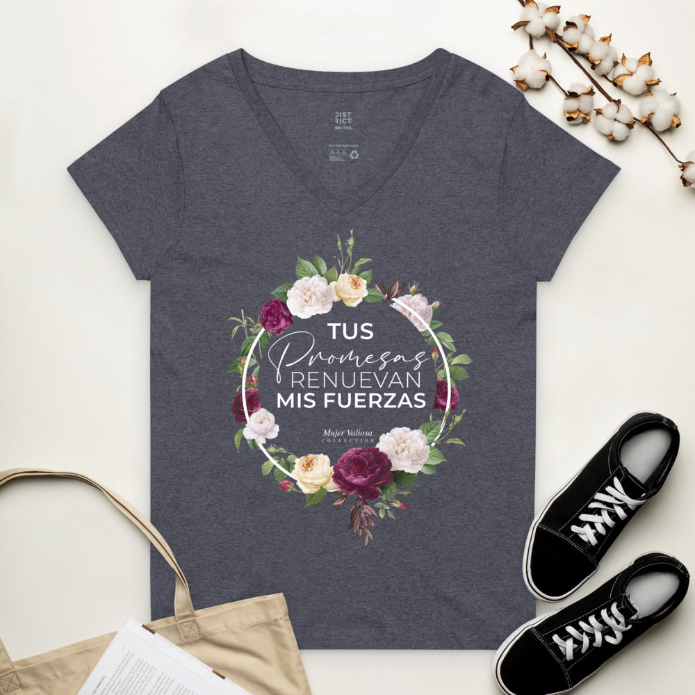 Camiseta cuello de pico reciclada mujer