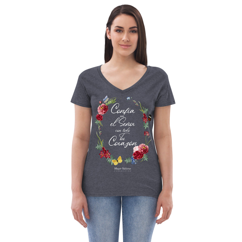 Camiseta cuello de pico reciclada mujer