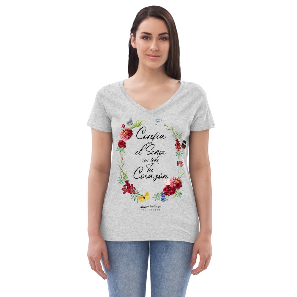 Camiseta cuello de pico reciclada mujer